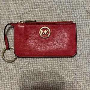 Michael Kors Coral Leather Keychain Wallet